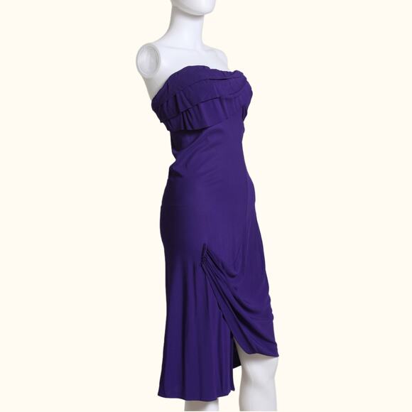 YIGAL Azrouël Violet Purple Strapless Knee Length Dress - Picture 2 of 6